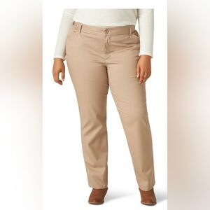 Lee Womens Size 20 Medium Khaki Pants Mid Rise Stretch Straight Leg Beige Casual